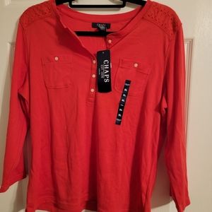 Red Cotton Ling Sleeve Chaps Shirt